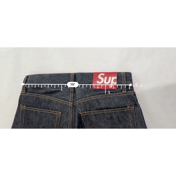 Supreme Straight Leg Button Fly Jeans in Dark Blue - Picture 4 of 5